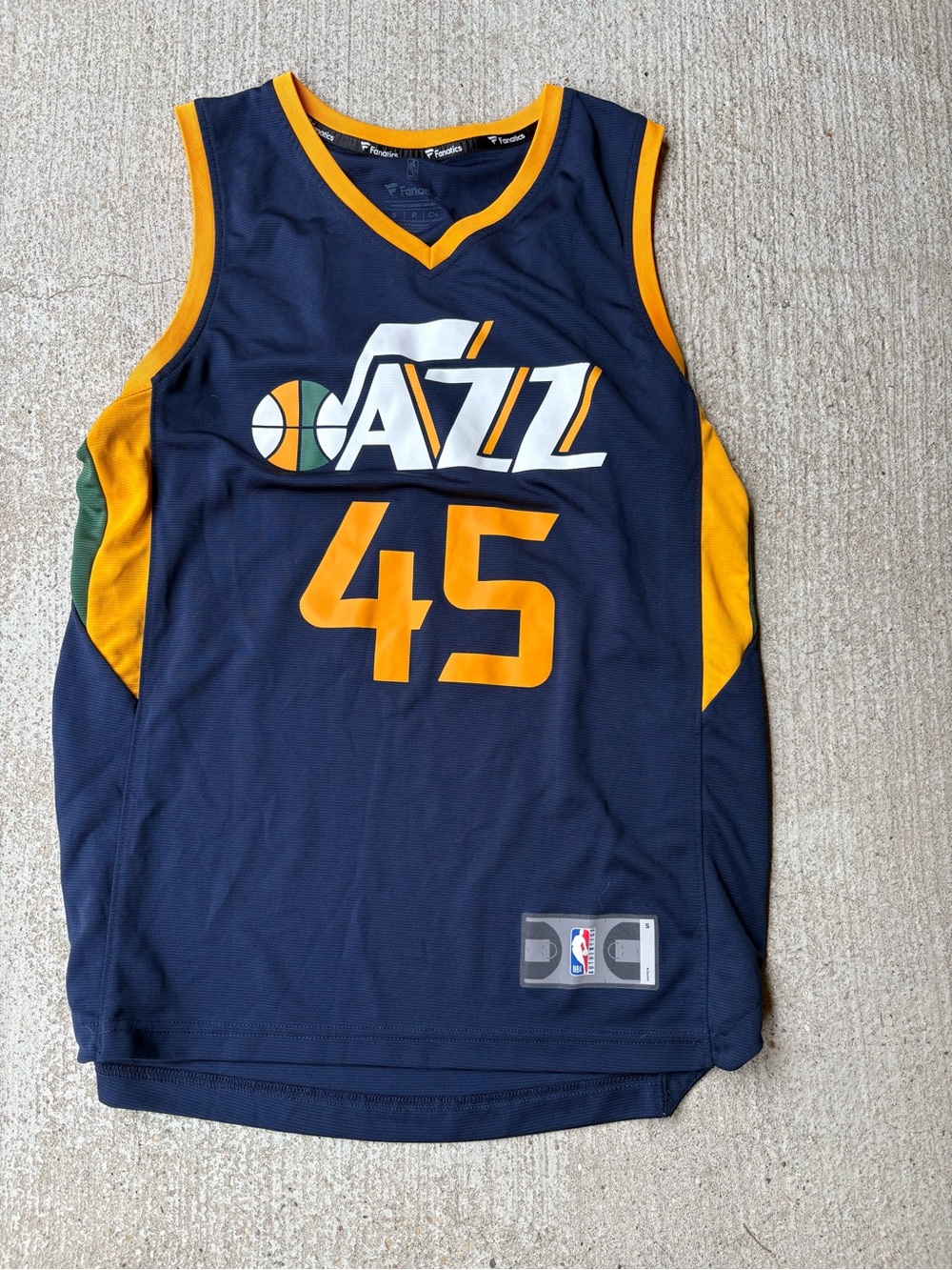 Fanatics Utah Jazz Navy and Yellow #45 Basketball Jersey
